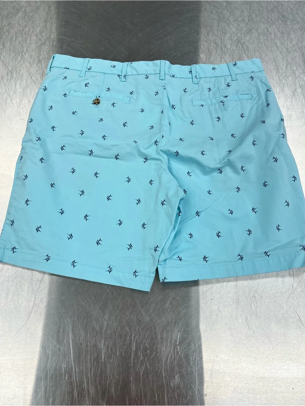 Izod Light Blue Printed Men’s Flat Front Shorts 42